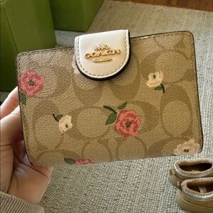 Coach Beige and Pink Floral Wallet